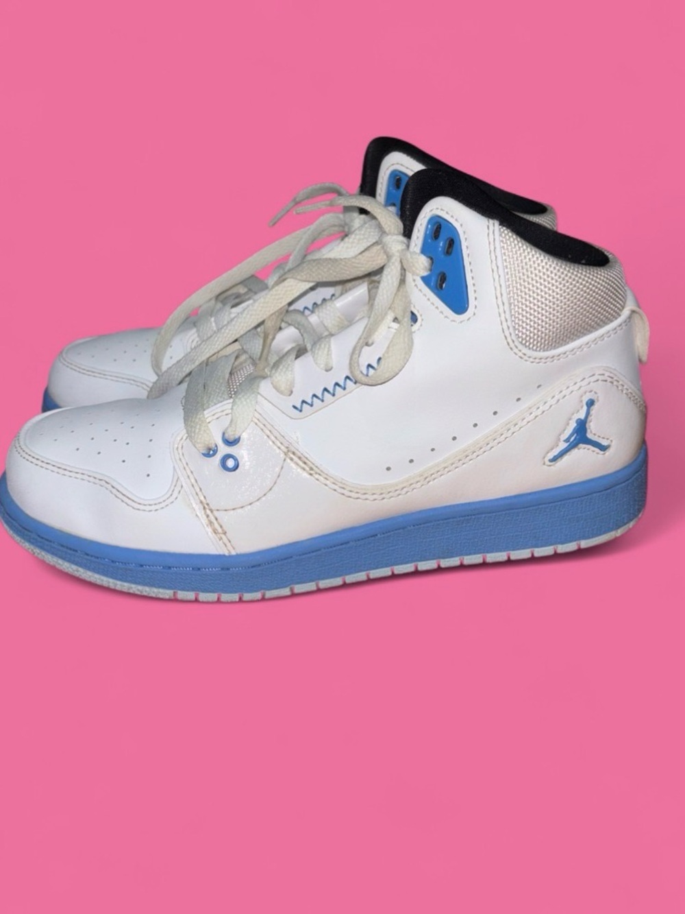 Jordan Kids White and Light Blue High-Top Sneakers